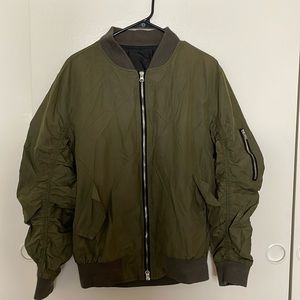 Zipper green bomber jacket